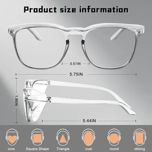 Vista 5 de Ansi Z87.1 Clear Safety Glasses With Side Shields Anti Fog Scratch Resistant Stylish Eye Protection For Men