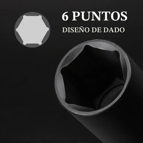 Vista 3 de EMENTOL 8PCS Juego de llaves de impacto para tuerca de eje de husillo de 1/2 pulgada, CR-MO, 6 puntos, SAE, juego de llaves de impacto profundo