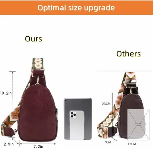 Vista 5 de WSRYDJDL Bolsa de pecho para mujer, bolso bandolera pequeño de piel sintética, mochila de hombro para viajes, senderismo, ciclismo