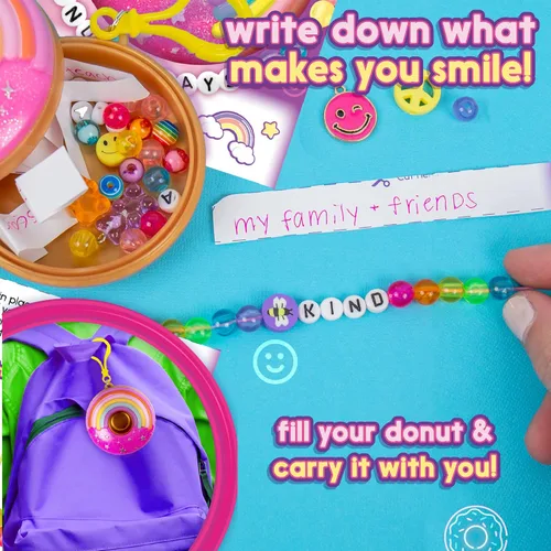 Vista 3 de Donut Worries Make & Create Positivity Jewelry, kits de cuentas coleccionables 2 en 1, joyas significativas para niñas adolescentes, haz tu propio