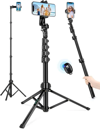 Vista 11 de Nineigh Trípode para Teléfono, Trípode de Palo Selfie de 70", Soporte de Trípode para Teléfono Celular con Control Remoto y Soporte para Teléfono