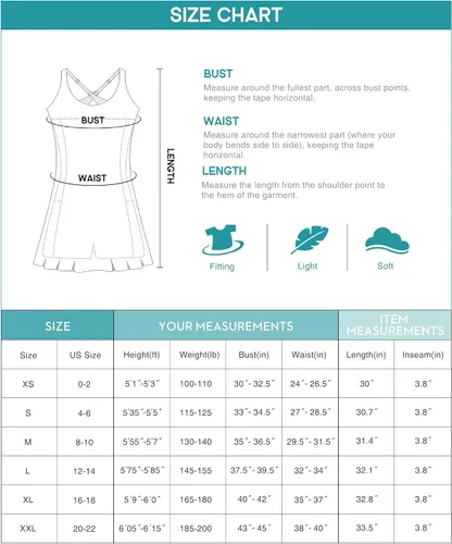 Vista 7 de Vestido de tenis para mujer con pantalones cortos debajo del vestido de entrenamiento con brasier integrado, vestidos atléticos de golf, vestido