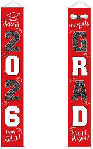 Vista 11 de Decoraciones de graduación 2026, cartel de porche negro dorado para clase de 2026, suministros de fiesta de graduados
