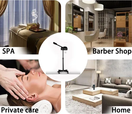 Vista 5 de Vaporizador facial profesional con niebla caliente, máquina de vapor facial para esteticista, limpieza facial de spa en casa (negro)