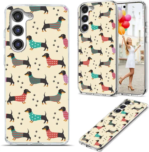 Vista 25 de Funda para Samsung Galaxy S23 Plus/S23+ - Funda protectora transparente de TPU suave a prueba de golpes con diseño de paraguas rojo de la torre Una