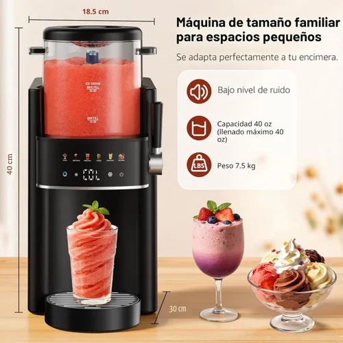 Vista 4 de Máquina para granizar, máquina de helados, máquina de granizado para el hogar y las familias, no necesita hielo con enfriamiento rápido y control