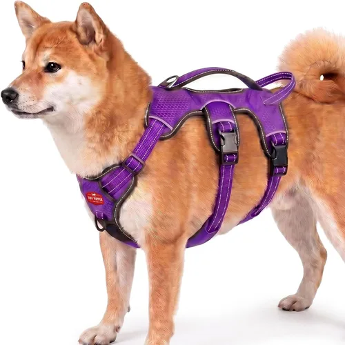 Vista 15 de Tuff Pupper Arnés para perro sin escape a prueba de escape, arnés ajustable de 5 puntos para perros, arneses acolchados para perros, arneses