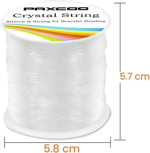 Vista 3 de Paxcoo Cuerda elástica de 0.031 in, cuerda elástica de cristal para pulseras, cuentas y fabricación de joyas (393.7 ft)