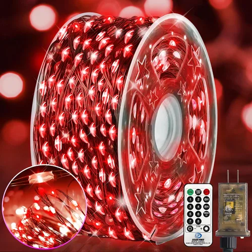 Vista 11 de KNONEW Guirnalda de luces de Navidad para exteriores de 100 pies, 300 luces LED para exteriores, impermeable, 8 modos, decoración para bodas Blanco