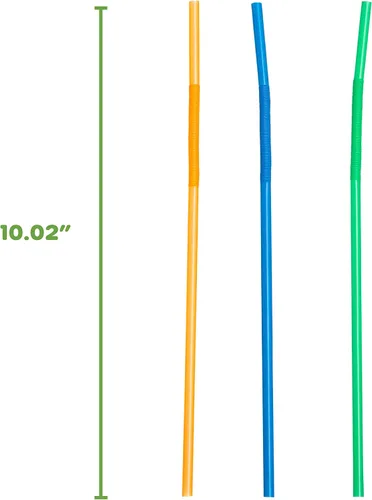 Vista 2 de GUSTO Paquete de 200 popotes flexibles de 10.02 pulgadas de alto y largo, pajitas desechables de plástico, varios