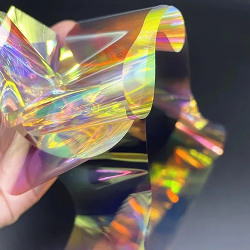 Vista 6 de 20 hojas de papel de celofán iridiscente para uñas, hojas rotas, láminas holográficas, calcomanías de uñas de aurora, diseños de uñas reflectantes