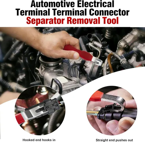 Vista 4 de Herramienta separadora de conector de terminal eléctrico automotriz, removedor universal de terminales de cable para vehículos (1 unidad (rojo))