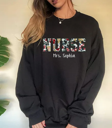 Vista 4 de Sudadera personalizada con diseño floral de otoño con diseño de Nana, para mamá, cumpleaños, Día de la Madre