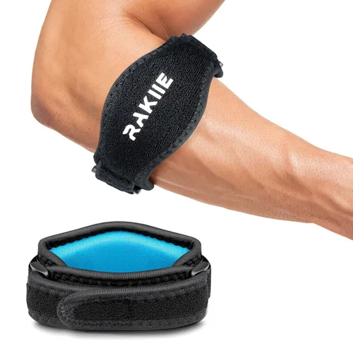 Vista 14 de Rakiie Paquete de 2 Coderas para Codo de Tenista para Hombres y Mujeres, Correa Ajustable Antideslizante para Codo de Golfista con Almohadilla