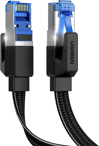 Vista 9 de UGREEN Cable Ethernet Cat 8 de 1.5 pies, cable de Internet plano de alta velocidad de 40 Gbps 2000 MHz, cable de red trenzado de 26 AWG, cables LAN