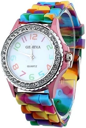 Vista 2 de Reloj analógico de cristal digital brillante para mujer, reloj analógico de cuarzo de silicona para enfermeras