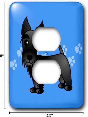 Vista 2 de 3dRose LSP _ _ _ _ _ _ _ _ _ _ 40870 _ _ _ _ _ _ _ _ _ _ 6 Cute Negro Scottie dibujos animados perro azul con cubierta de Pawprints Interruptor