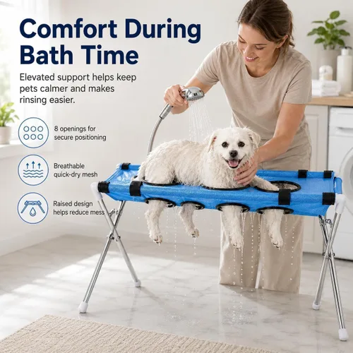 Vista 4 de Hamaca de aseo para perros con soporte para mascotas pequeñas para bañarse y recortar uñas (negro)