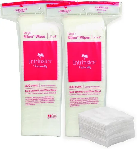 Vista 10 de Intrinsics Toallitas de Seda Pequeñas (200 unidades) – Toallitas de 2x2" de 4 capas de algodón de seda de baja absorción, sin pelusas, gasa