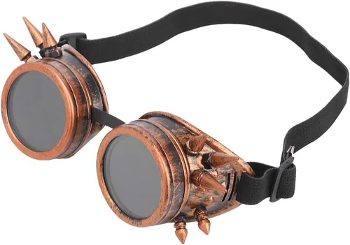 Vista 2 de aqxreight ABS Industrial Vintage Spiked Steampunk Gafas únicas Gafas de ciclismo Gafas de sol de doble capa resistente al viento Gafas de sol plata