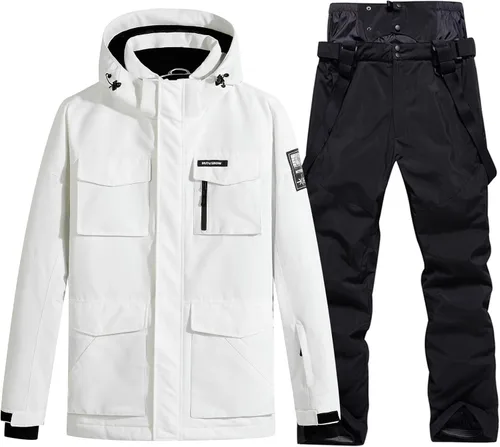 Vista 10 de Conjunto de chaqueta y pantalones de esquí para hombre, traje de nieve impermeable, traje de nieve resistente al viento, traje de esquí de invierno