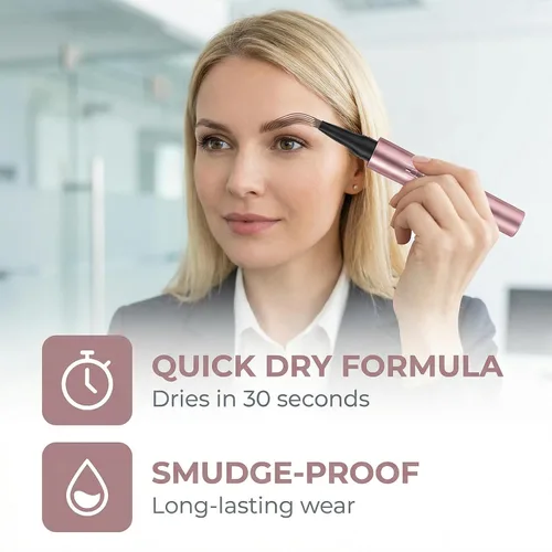 Vista 3 de Bolígrafo de cejas de 4 puntas con cepillo, larga duración de 24 horas, efecto microblading impermeable, 6 colores disponibles, trazos similares al