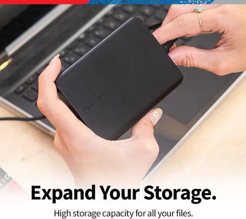 Vista 2 de Toshiba Canvio Basics HDTB510XK3AA - Disco duro externo portátil de 1 TB USB 3.0, color negro
