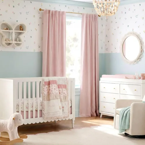 Vista 5 de INOVADAY Cortinas 100% opacas para dormitorio, cortinas opacas de color rosa bebé de 90 pulgadas de largo, cortinas opacas de lino con anillos