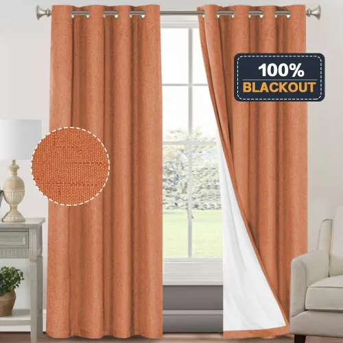 Vista 2 de PrinceDeco Primitive - Cortinas opacas 100 % de lino texturizado para dormitorio, sala de estar, cortinas de tratamiento de ventanas de ahorro