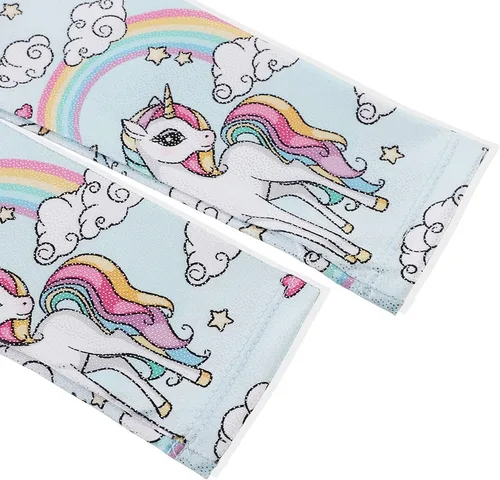 Vista 96 de HOZIY - Leotardos de manga larga para niñas, de gimnasia, para niños pequeños, trajes florales de unicornio, galaxia, arco iris, patrón de rayas