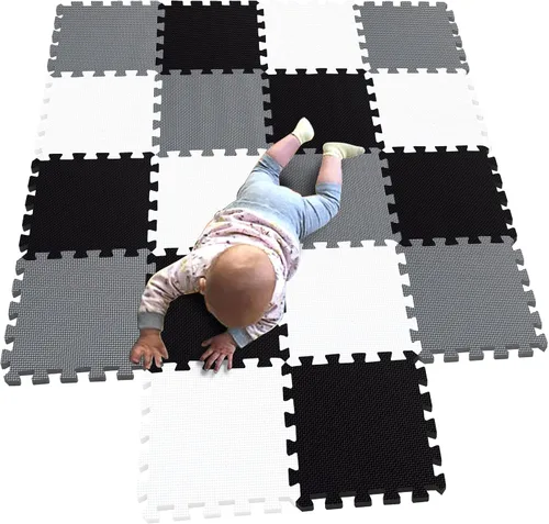 Vista 5 de MQIAOHAM® Alfombras de juego de rompecabezas de 18 piezas, alfombra de juego suave para bebés, azulejos de espuma entrelazados para niños, tapetes