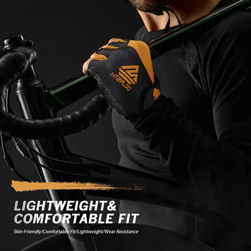 Vista 6 de Guantes de ciclismo, guantes de ciclismo, guantes de bicicleta para hombres y mujeres, con almohadilla antideslizante que absorbe los golpes
