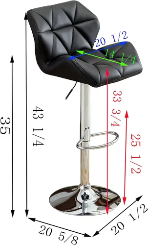 Vista 2 de Roundhill Furniture PC190BK Glasgow taburetes de bar con altura ajustable, Metal, Negro