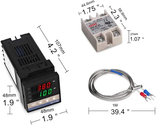 Vista 2 de REX-C100 - Controladores de temperatura PID (100 – 240 V, termopar con sensor K + 40 A SSR para la elaboración del hogar (no admite RT100)