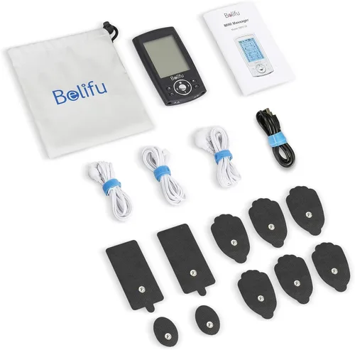 Vista 8 de Belifu Unidad TENS EMS de Doble Canal 24 Modos Estimulador Muscular para Terapia de Alivio del Dolor, Masajeador de Pulso Electrónico Masajeador