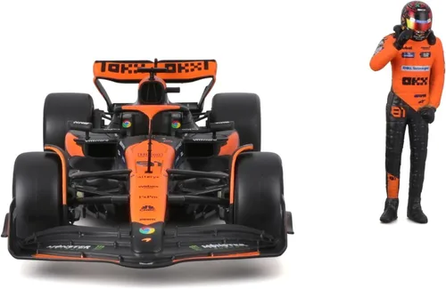 Vista 2 de Bburago 1:24 2024 Carrera McLaren MCL38 con figura, Piastri #81