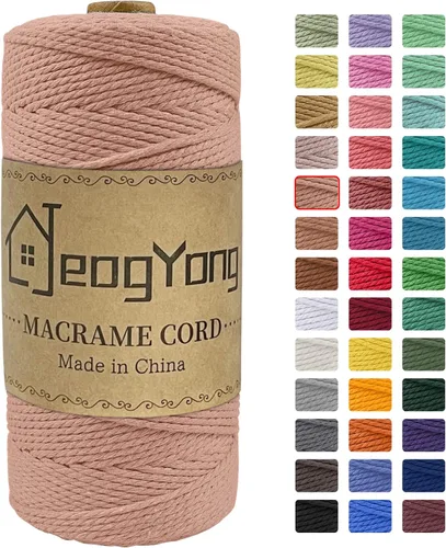 Vista 12 de JeogYong Cuerda de macramé de 0.078 pulgadas x 218 yardas, cuerda de algodón natural torcida de 3 hebras, cuerda de algodón de color para colgar