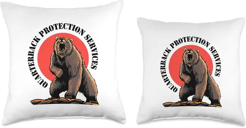Vista 3 de Bear 3-Point Stance QB Protection Services Offensive Lineman Throw Pillow
