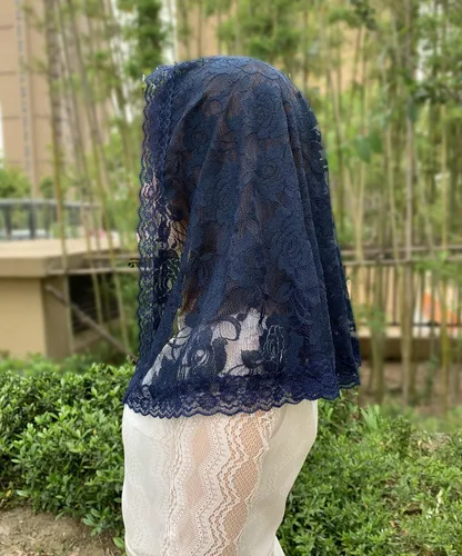 Vista 11 de Velo de mantilla de encaje suave y cómodo, 7 colores, estilo español, velo de encaje, cubierta de cabeza, forma de D