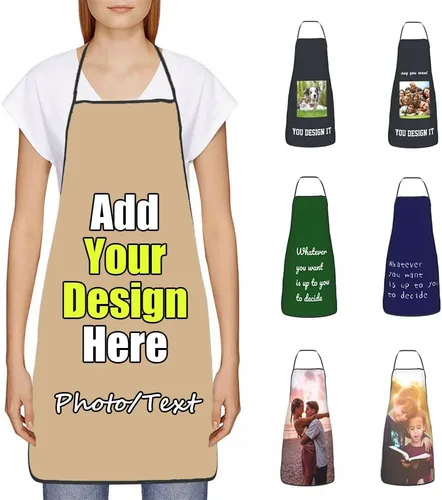 Vista 39 de Delantal Personalizado, Diseña Tu Propio Delantal de Cocina para Cocinar, Sube Tus Fotos Favoritas Logo, Añade Cualquier Nombre o Texto
