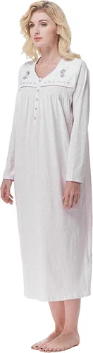 Vista 3 de Keyocean - Camisón para mujer, 100% algodón, suave, cálido, cómodo, ropa de dormir y descanso para otoño e invierno