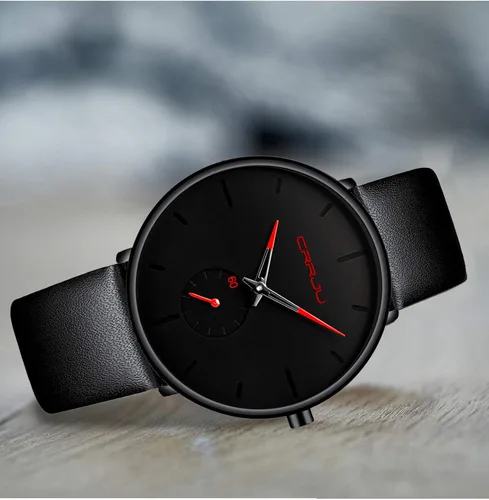 Vista 5 de Mens Watches Ultra-Thin Minimalist Waterproof-Fashion Wrist Watch for Men Unisex Dress with Leather Band