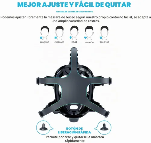 Vista 6 de SMACO Mini tanque de buceo con máscara de buceo de cara completa, S400 Pro 1L Mini tanque de buceo portátil botella de poni reutilizable hasta 20