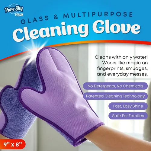 Vista 2 de persik Pure-Sky - Guante de limpieza de microfibra Ultra – Just Add Water No necesita detergentes – 2 en 1, combinación para vidrio y multiusos