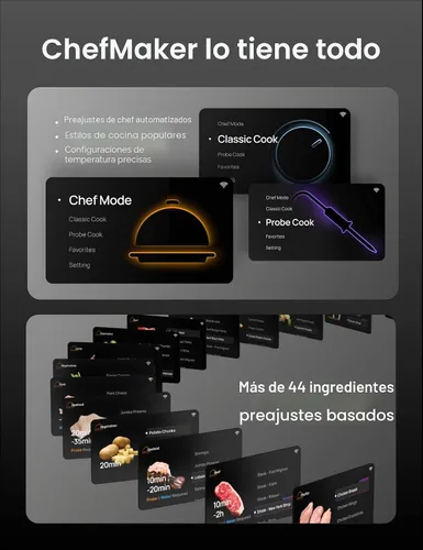 Vista 7 de Dreo ChefMaker - Freidora combinada, cocina como un profesional con solo presionar un botón, freidora de aire inteligente con sonda de cocina