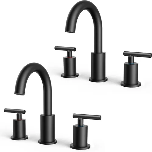 Vista 13 de FORIOUS Grifo de lavabo de baño de oro cepillado de 4 pulgadas, 2 agujeros