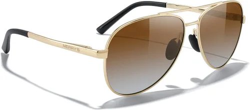 Vista 6 de MERRY'S Lentes de sol de aviador para hombres y mujeres, lentes polarizados para conducir, lentes espejados, protección UV 400, 2.283 in
