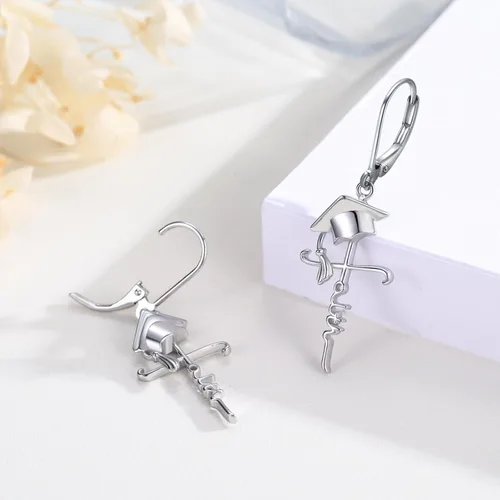 Vista 2 de Aretes de plata de ley 925 con cruz de fe, aretes colgantes de cruz de fe, aretes de cruz de fe, regalos para mujeres, graduación, día de la madre