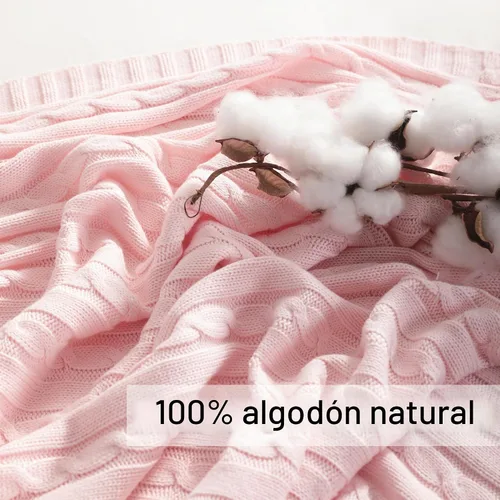 Vista 4 de NTBAY Manta de punto trenzado de 100 % algodón puro, súper suave y cálida de 51 x 67 pulgadas, para sofá, silla, cama, extra acogedora, lavable a