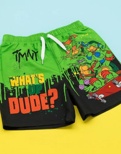 Vista 7 de Teenage Mutant Ninja Turtles Pantalones cortos de natación para niños y niños, pantalones de natación en monopatín Traje de baño con cordón